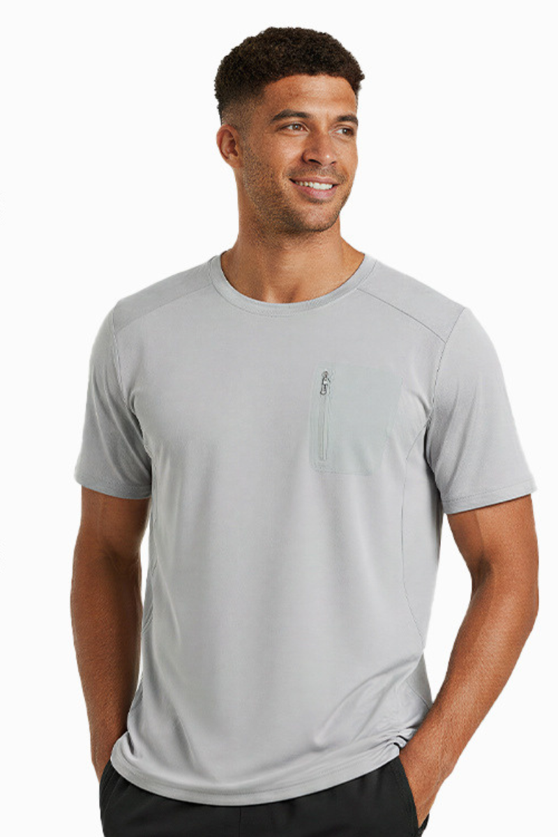 Men's Summer Crew Neck Front Pocket Outdoor Athletic T-shirt