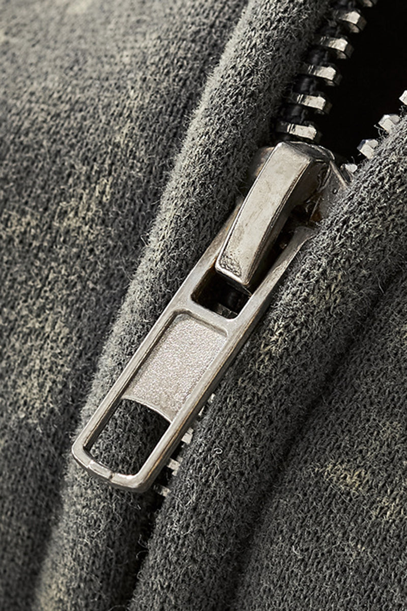 Unisex Washed Fleece Double-Zip Hooded Jacket