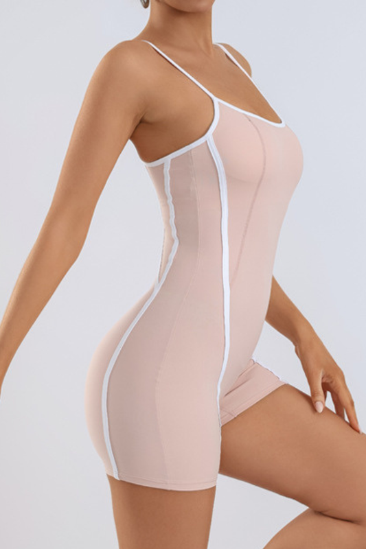 Women's Adjustable Thin Strap Contrast Stripe Padded Romper