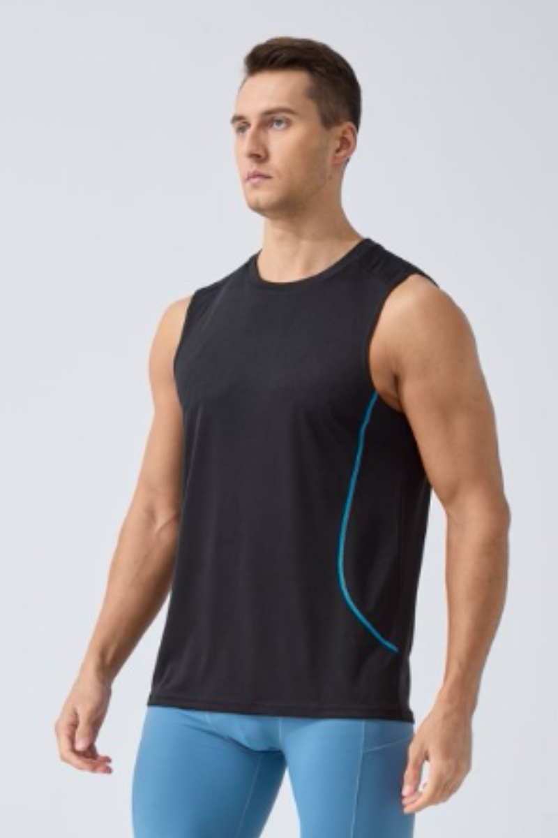 Men's Contrast Stitch Dry Crew Neck Sleeveless Tank Top
