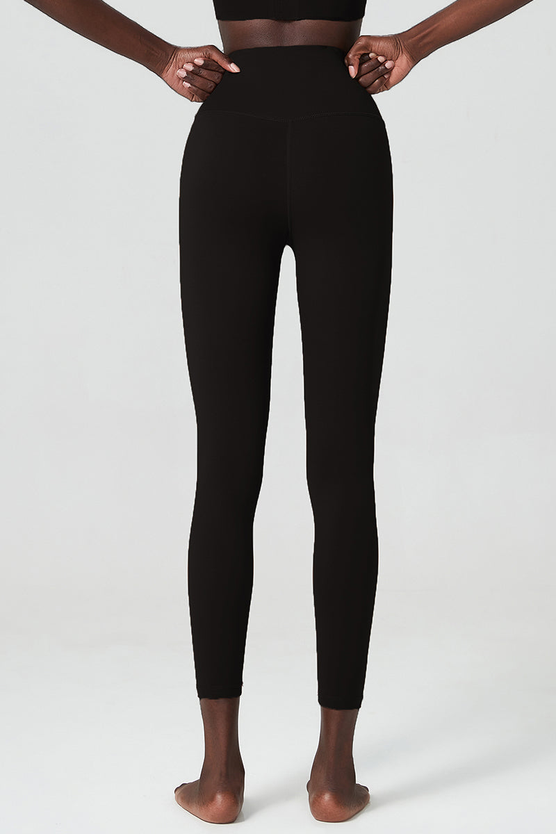 Solid high-waisted sports leggings