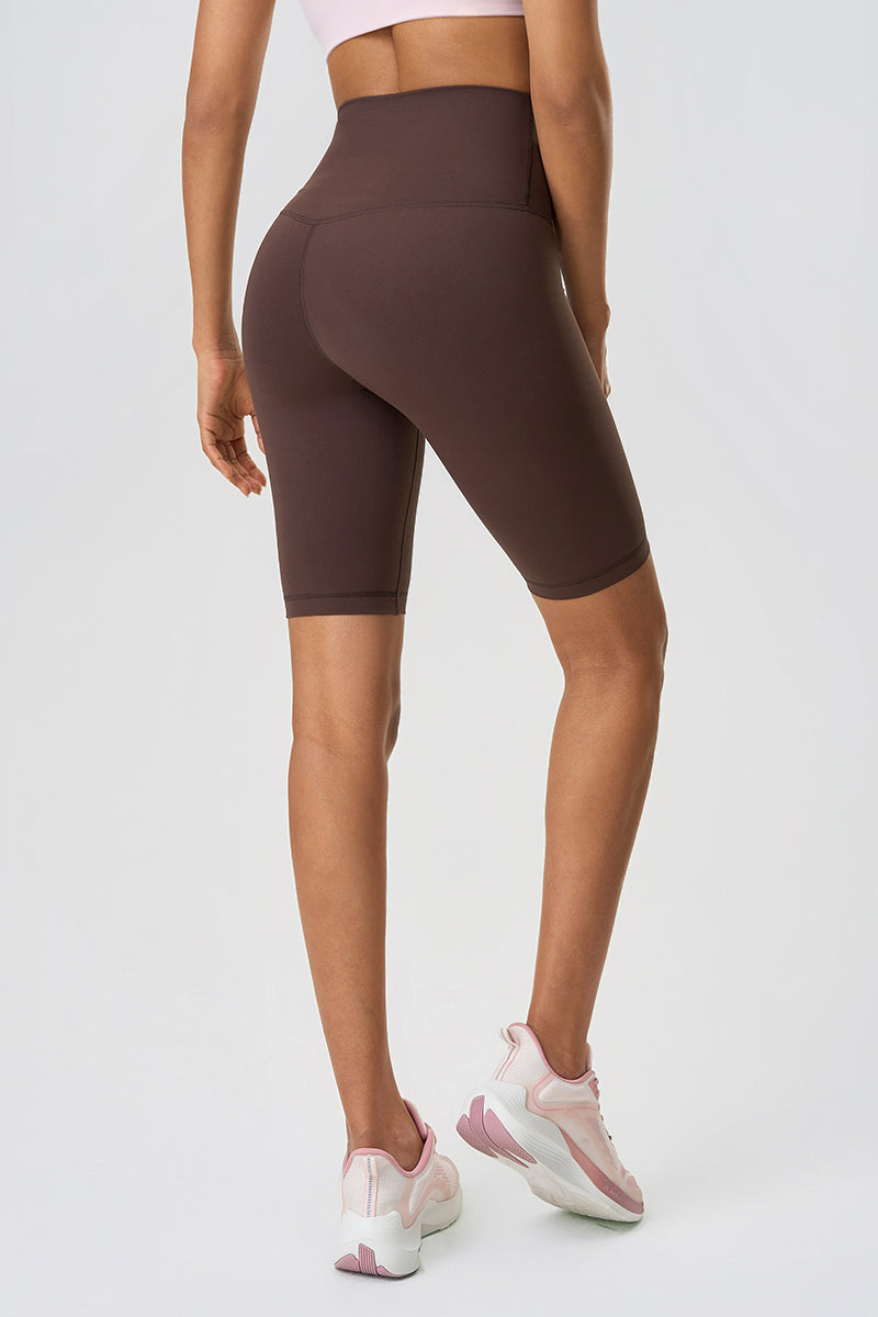 Women High-Rise Hip-Lift Naked-Feel Shaping Yoga Fitness Shorts