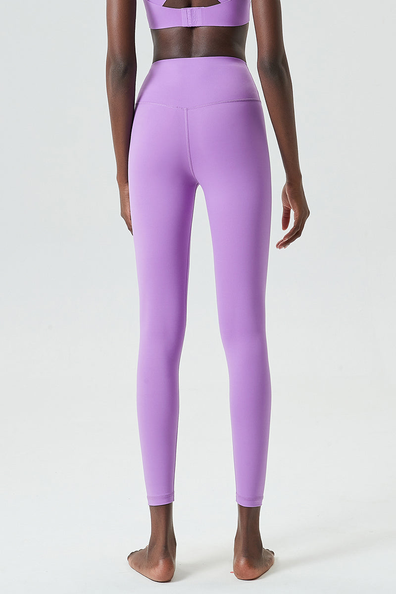 Solid high-waisted sports leggings