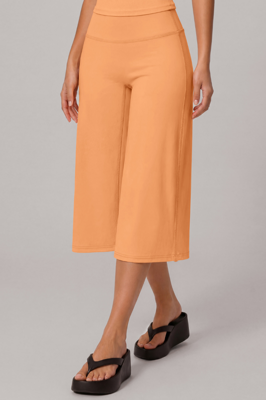 Women's Athletic Wide Waistband Yoga Wide Leg Capri Pants
