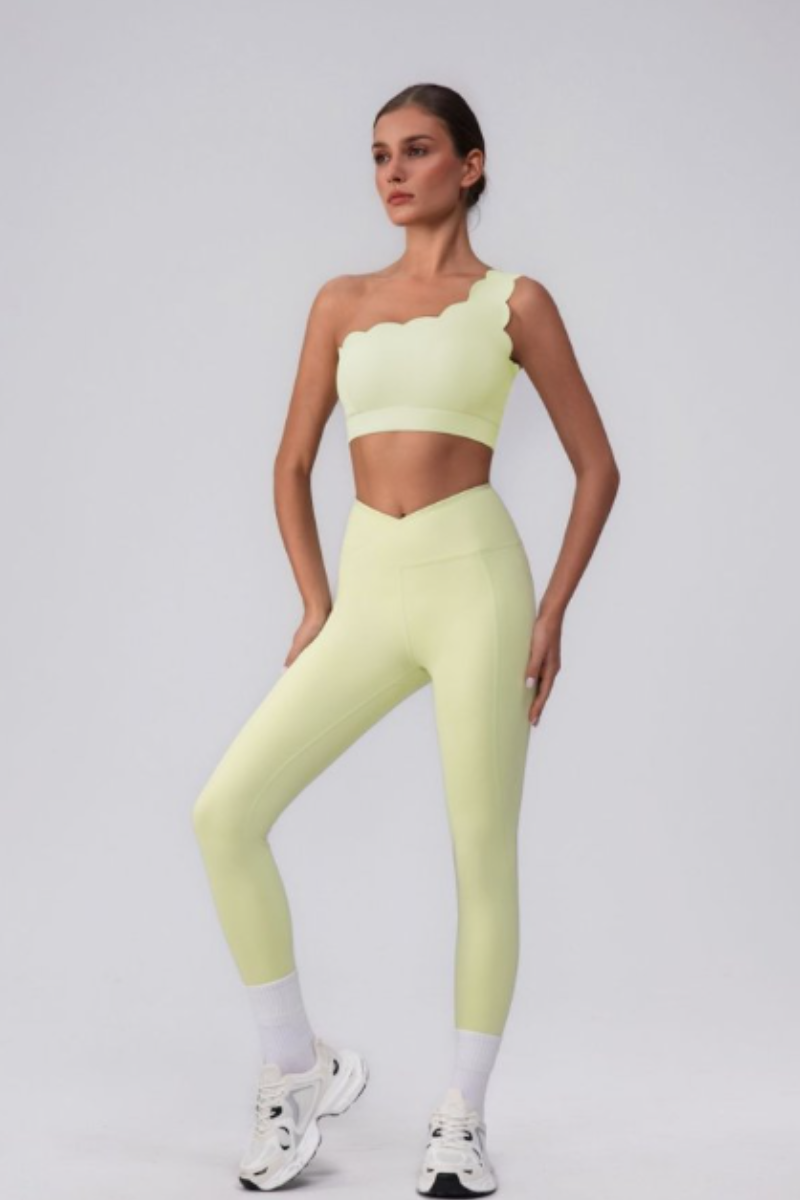 Women's Asymmetric One-Shoulder Bra & V-Waist Leggings Set