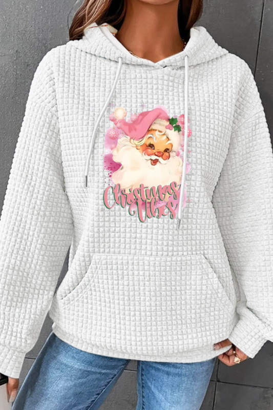 Women's Fall/Winter Christmas Print Waffle Knit Hoodie