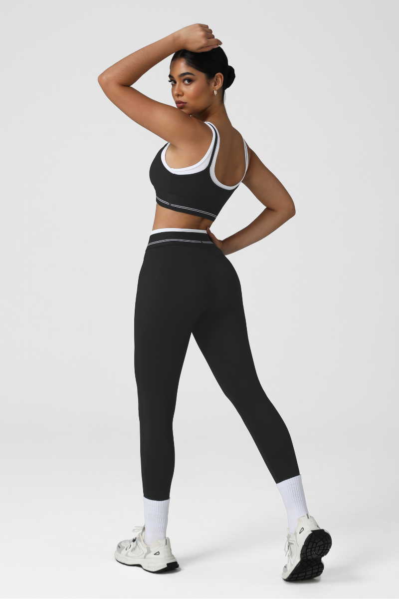Women's Color Block Sets:U-Neck Bra & High Waist Leggings