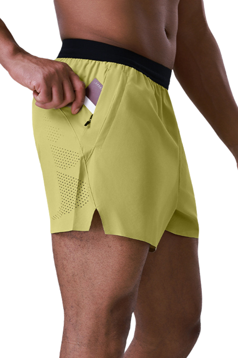 Men's Hidden Zipper Pocket Contrast Waistband Athletic Short