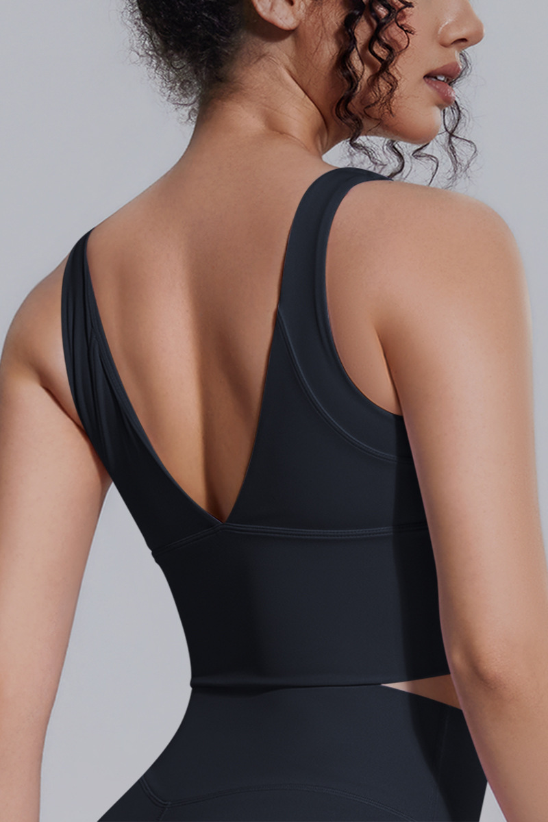 Women's Athletic V-back Wide Shoulder Straps Yoga Sports Bra