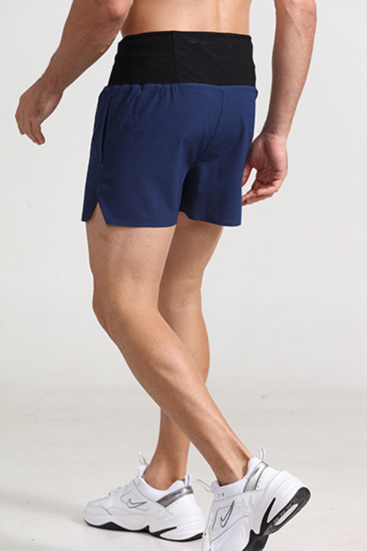 Men High Waist Multi-Pocket 2-in-1 Running Shorts
