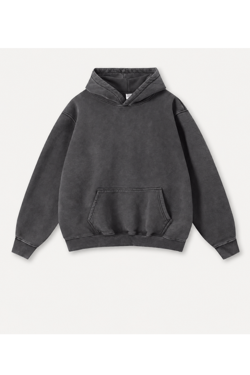 Heavyweight washed velvet hooded sweatshirt