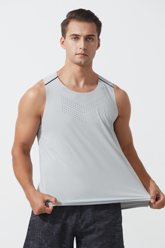 Men's Laser Perforated Lightweight Racerback Racing Tank Top
