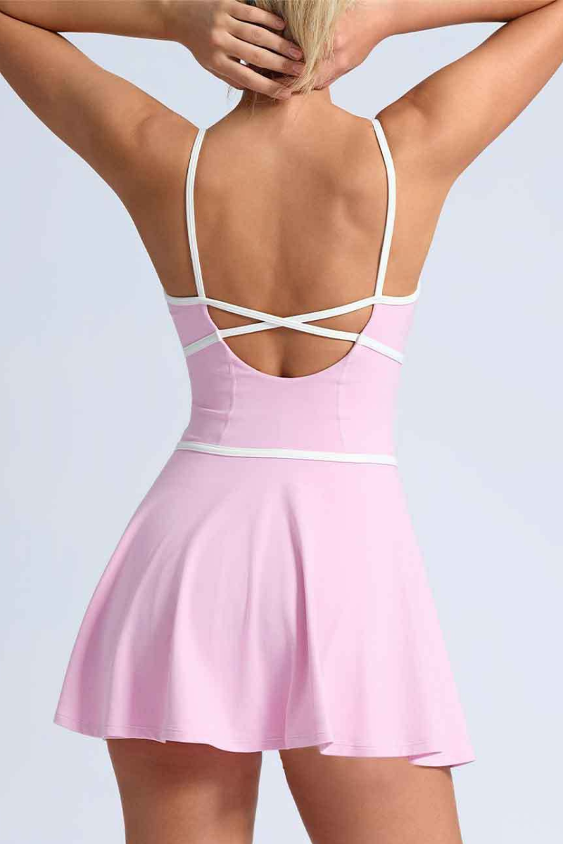 Women's Crisscross Back Thin Strap Athletic Mini Dress
