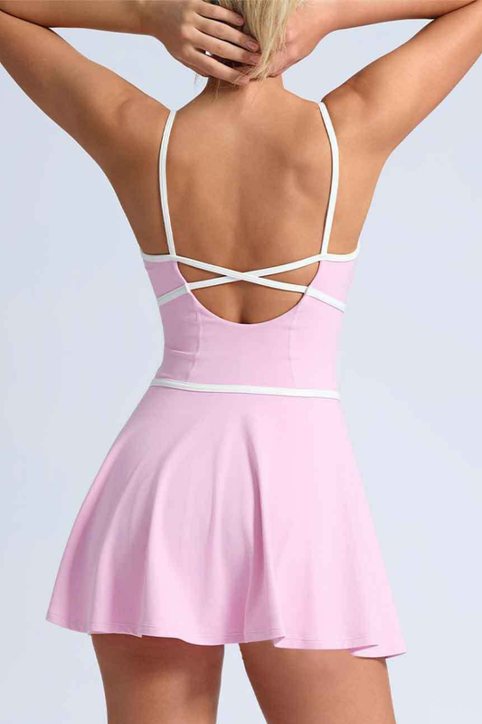 Women's Crisscross Back Thin Strap Athletic Mini Dress