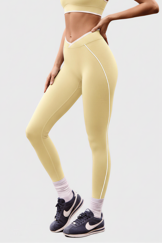 Women's Nude Mid-Waist Color Sports Leggings