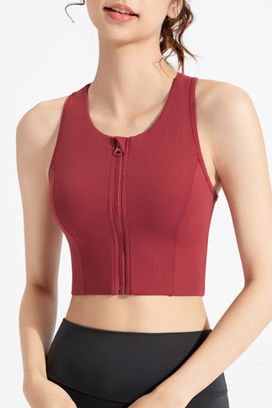 Women's Front Zipper High Impact Naked Feel Sports Bra