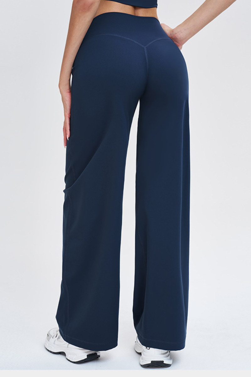 Women's Brushed Wide Waistband Draped Wide Leg Pants