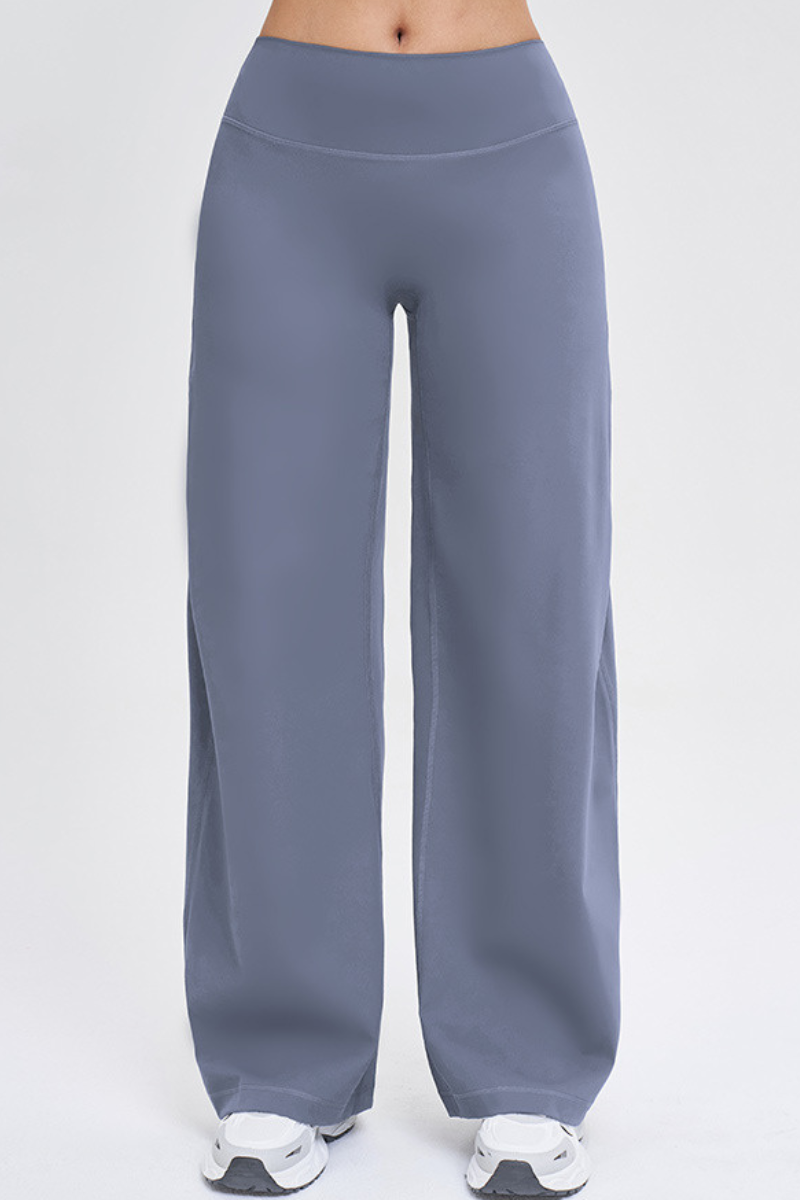 Women's Brushed Wide Waistband Draped Wide Leg Pants