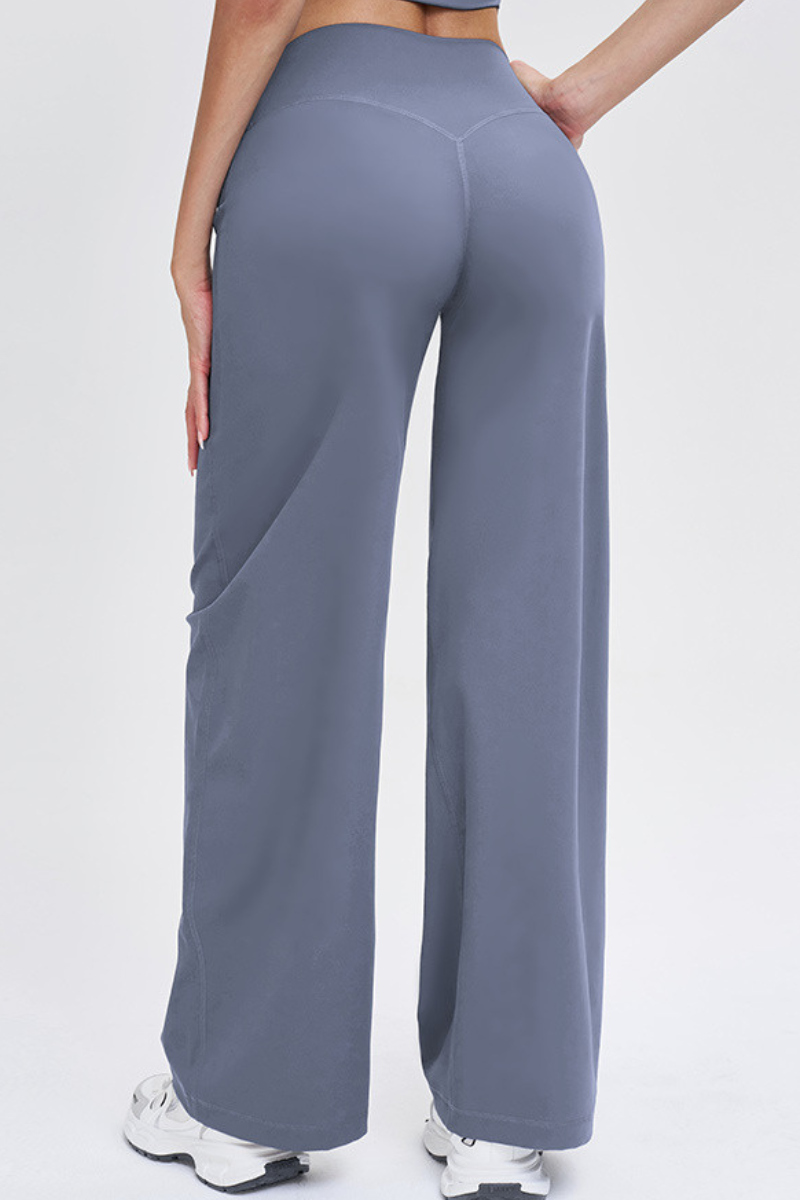 Women's Brushed Wide Waistband Draped Wide Leg Pants