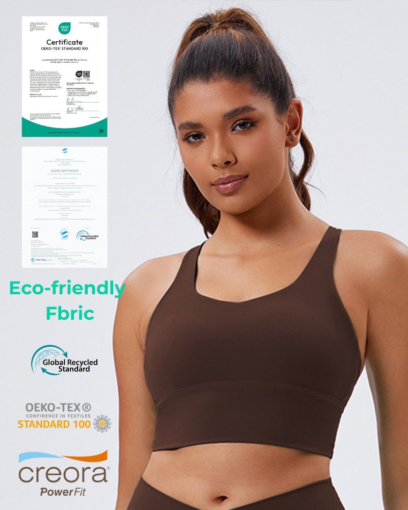 Women Eco-Friendly Fabric Gathering Cross Back Sports Running Fitness Yoga Bra