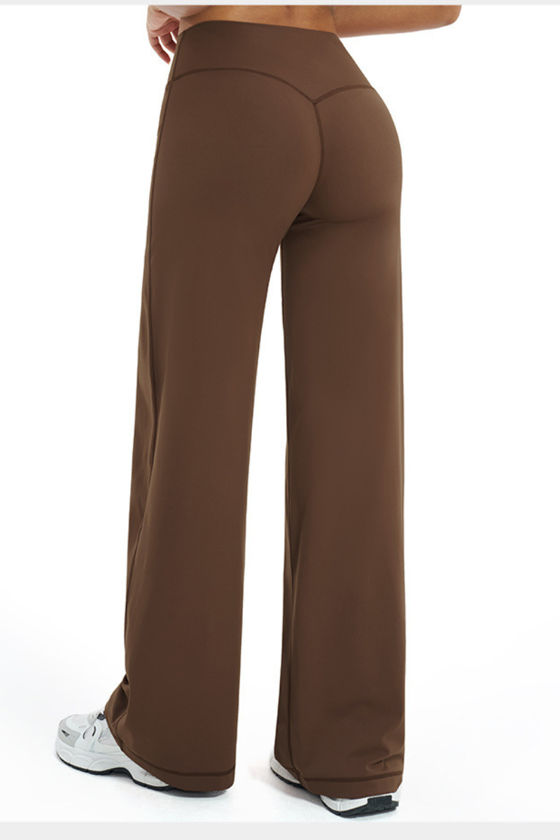 Women's Brushed Wide Waistband Draped Wide Leg Pants