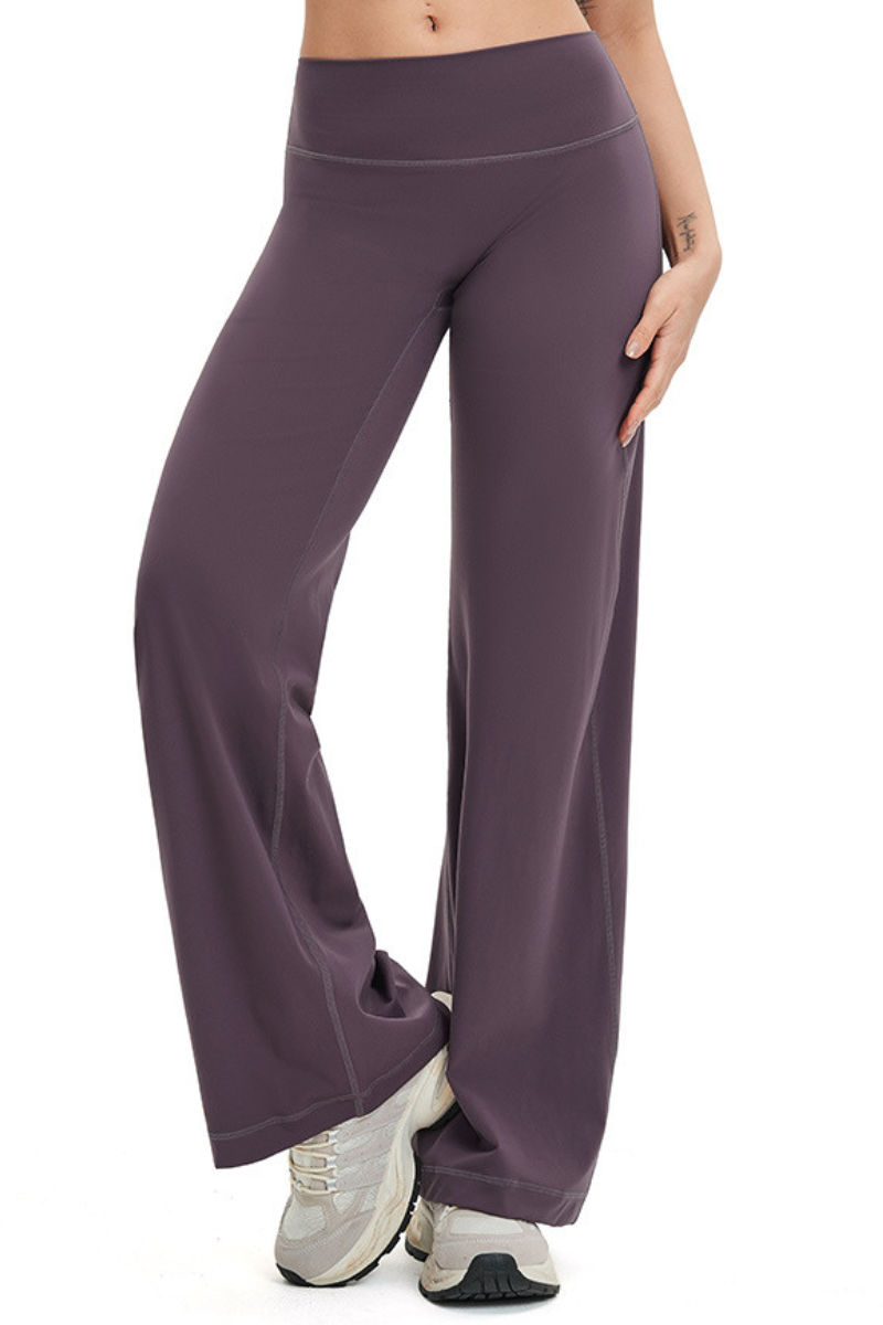 Women's Brushed Wide Waistband Draped Wide Leg Pants