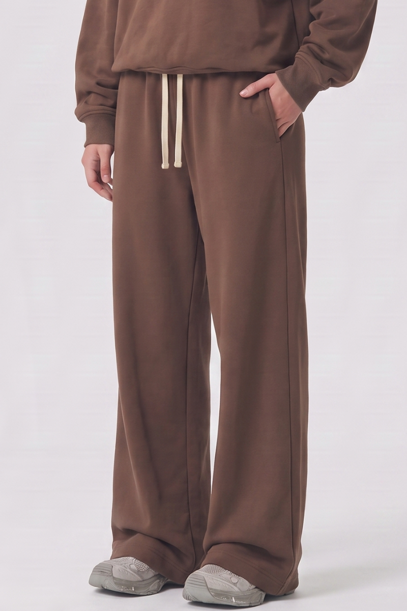 Unisex Fall Drawstring Side Pocket Wide Leg Sweatpants