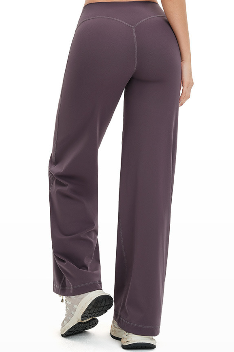 Women's Brushed Wide Waistband Draped Wide Leg Pants