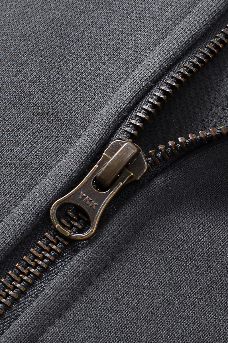 Men/Women Loop-Knit Stand Collar Zip-Up Hoodie