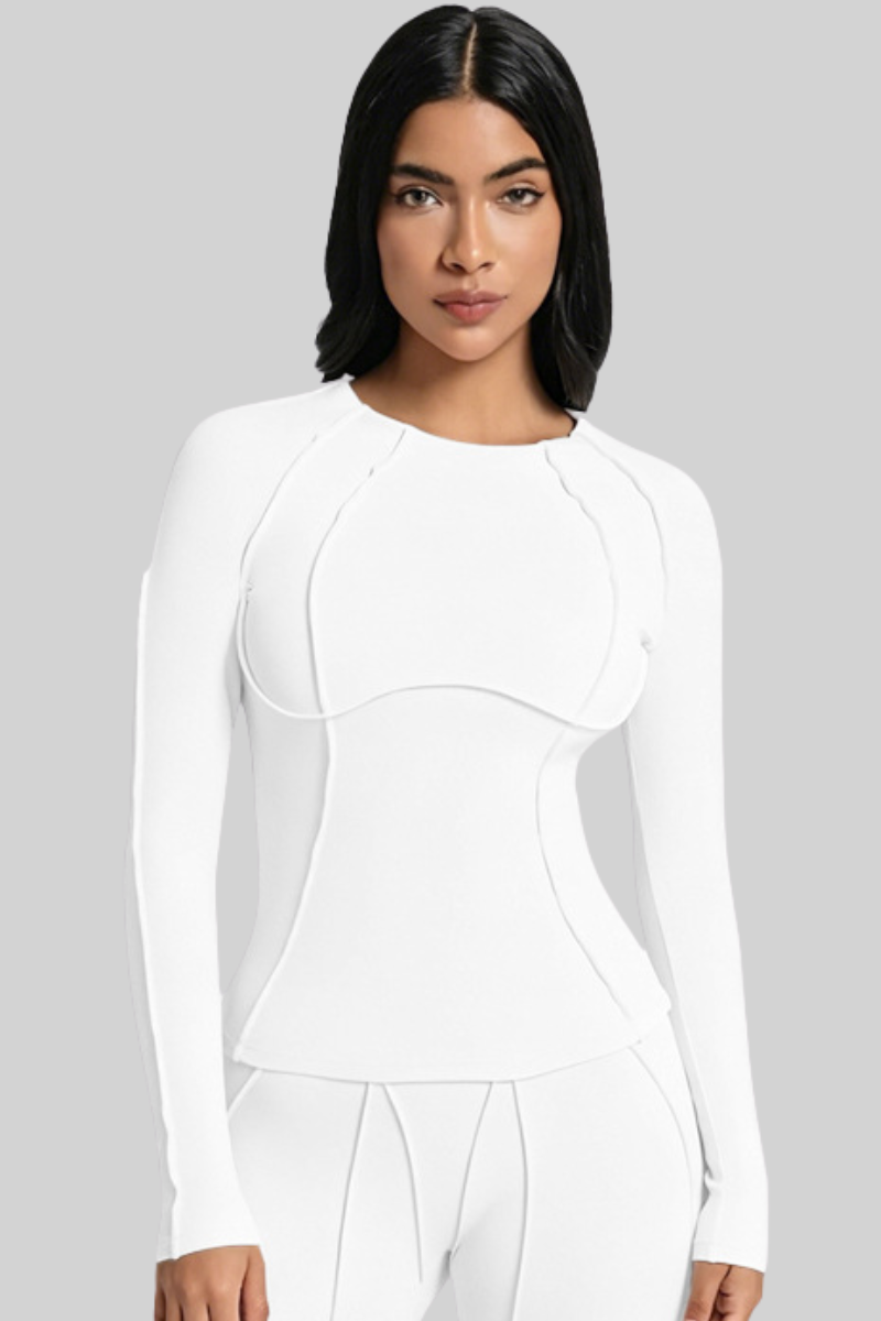 Women's Athletic Seam Detail Cropped Yoga Long Sleeve Top
