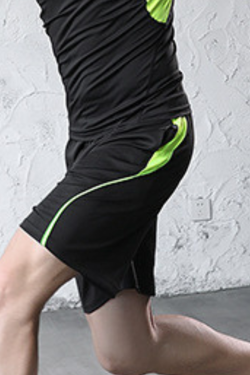 Men's Summer Side Color Block Stripe Breathable Sport Shorts