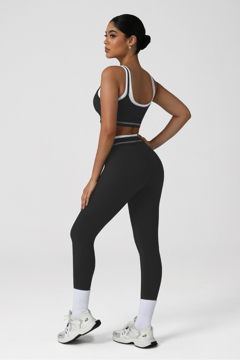 Women's Color Block Sets:U-Neck Bra & High Waist Leggings