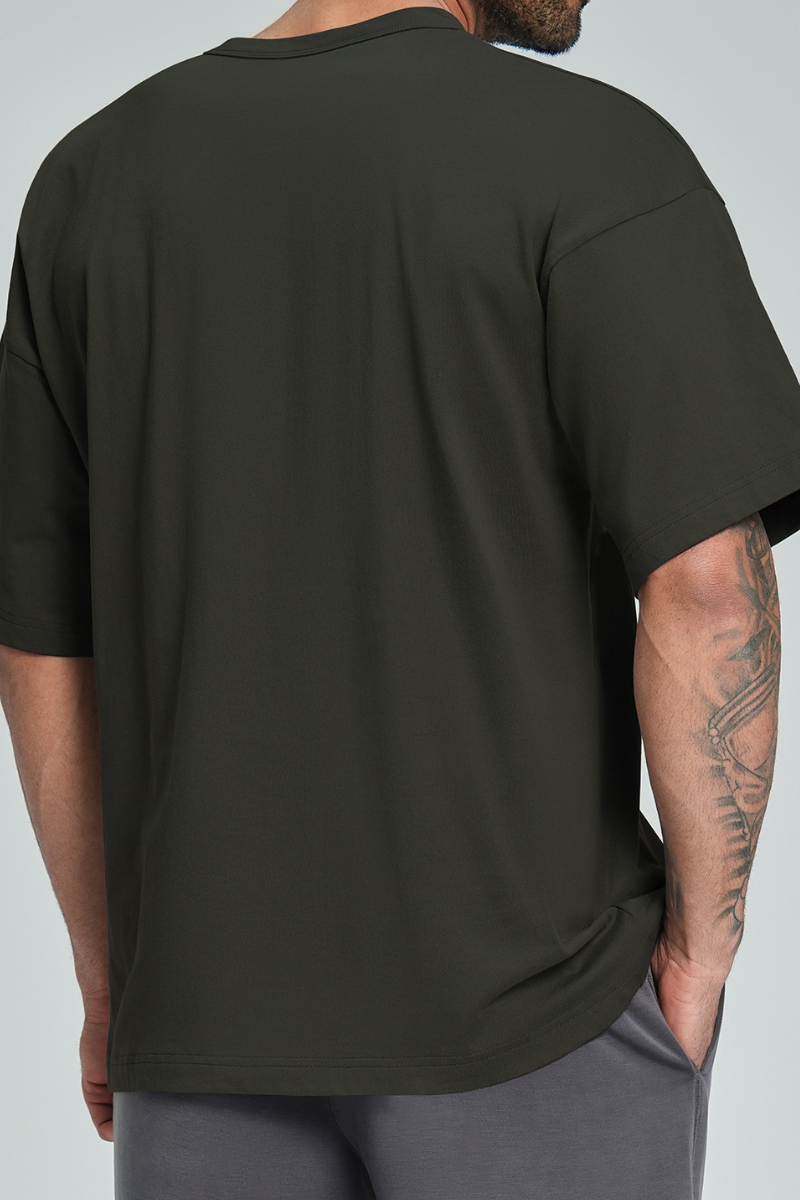 Men's Summer Organic Cotton Loose Crew Neck Solid T-Shirt