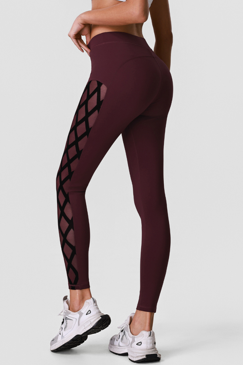 Women's Athletic High-Waisted Leggings with Side Mesh Panels