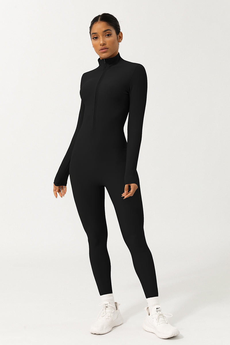 Women Half Zipper Sport Jumpsuit