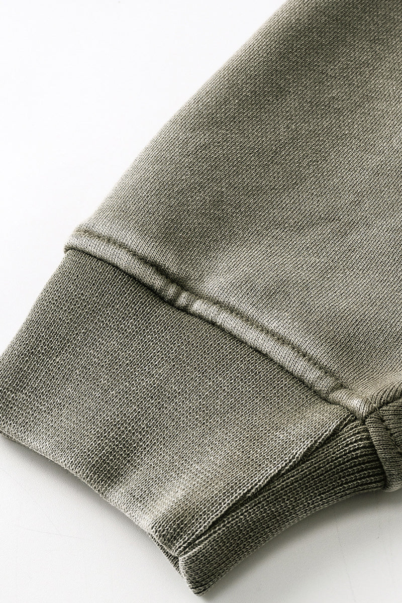 Men/Women Vintage Washed Zip-up Sweatshirt - Pure Cotton Terry Stand-up Collar