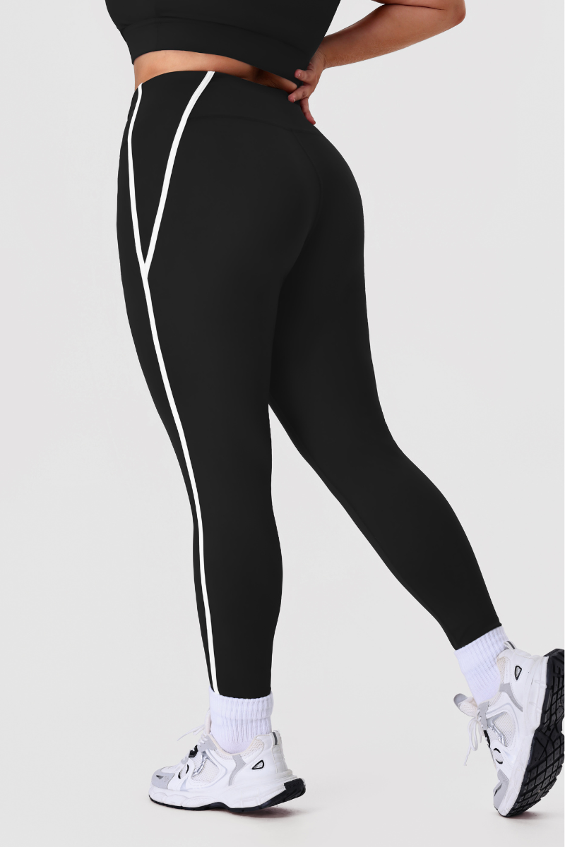 Plus Size Women's Side Color-Block Fitted Yoga Leggings