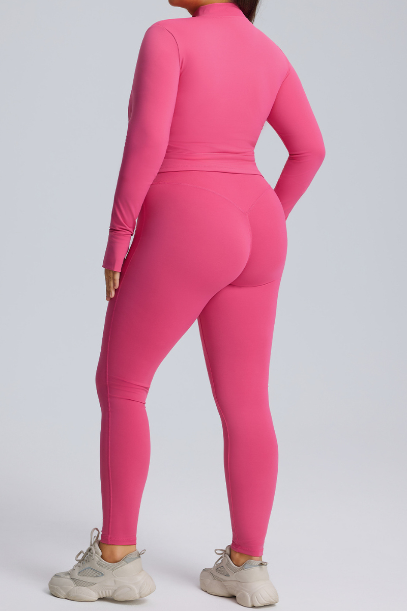 Plus Size Women's Set:Stand Collar Jacket And Leggings