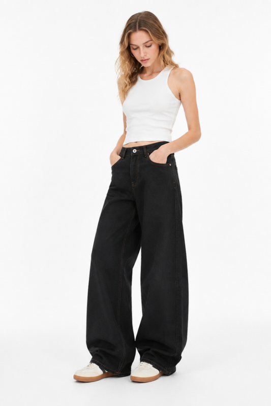 Women's Fall Mid Waist Wide Leg Jeans