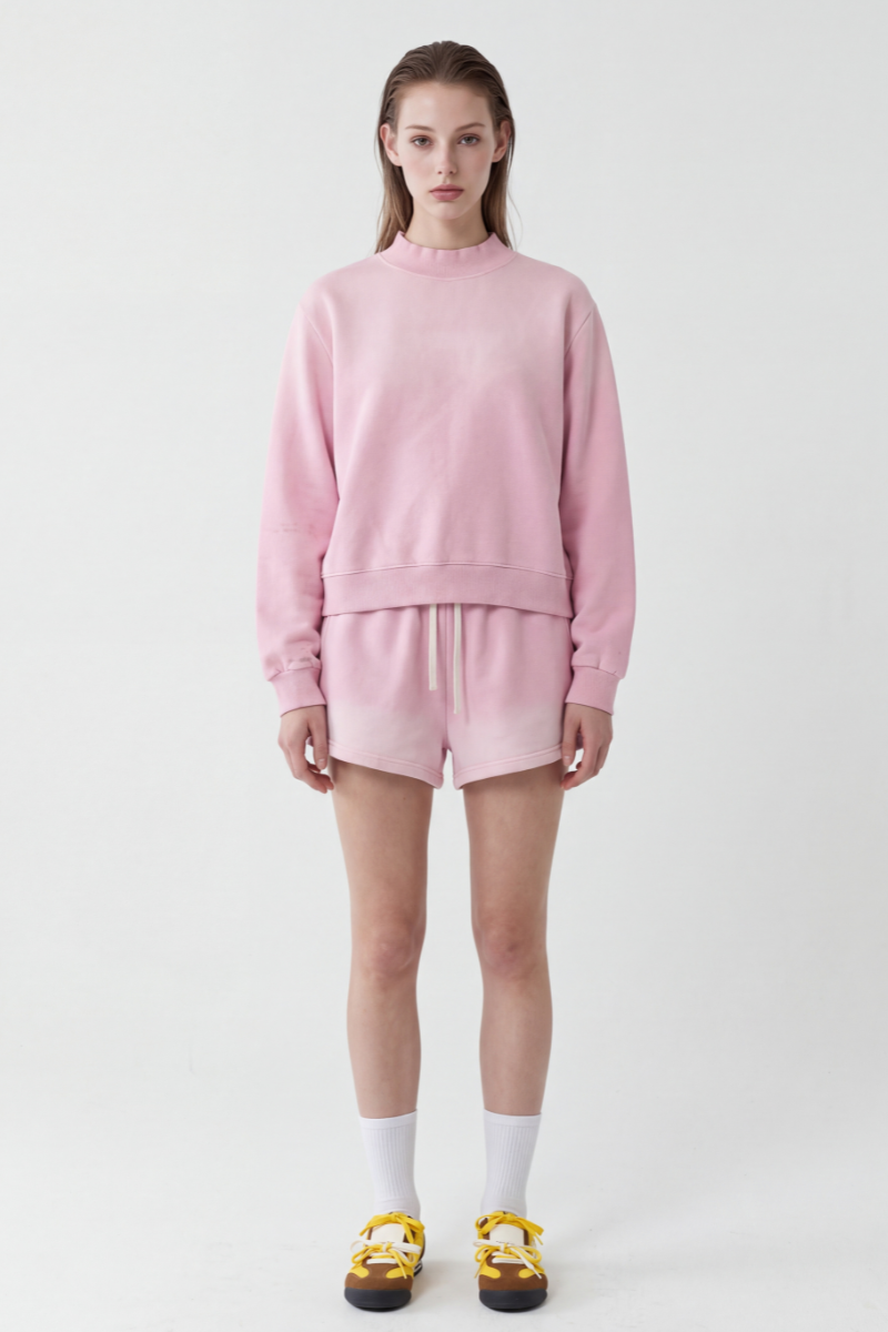 Women's Gradient Mock Neck Sweatshirt And Shorts 2 Piece Set