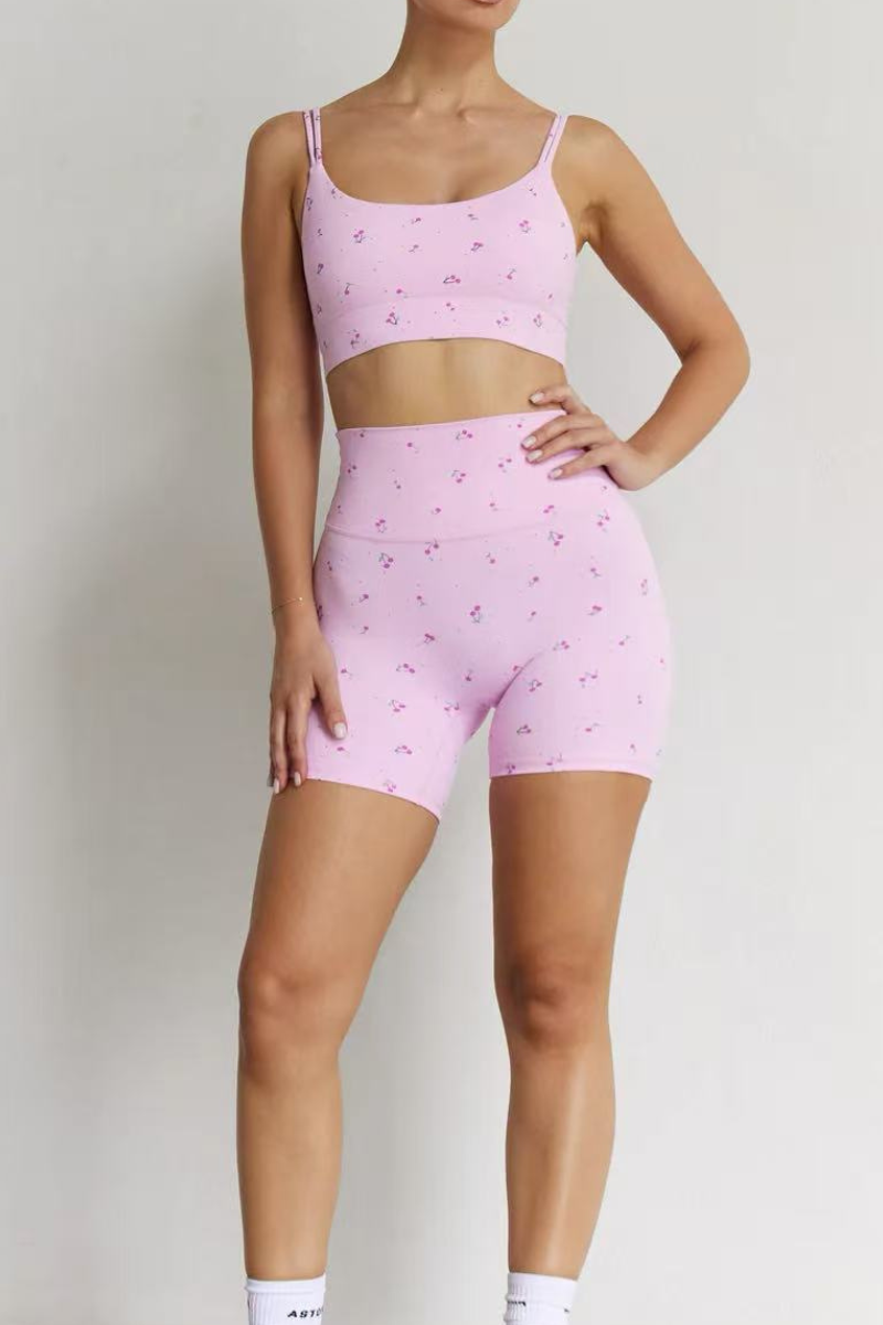 Women's Cherry Print Cami Sports Shorts