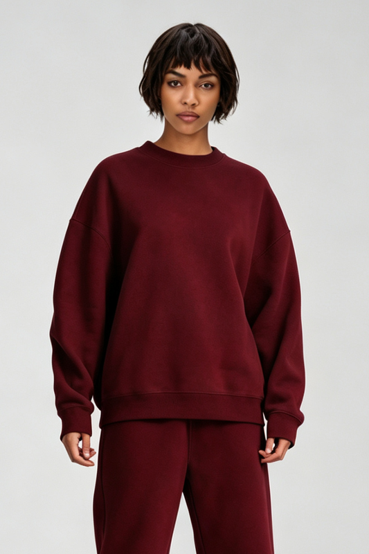 Women's Fall Fleece‑Lined Drop Shoulder Oversized Pullover