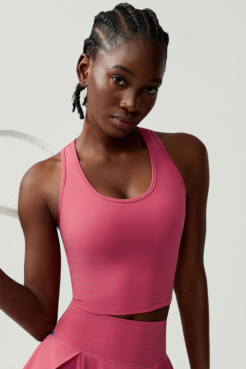 Women Breathable Tennis Vest Removable Padding Sports Top