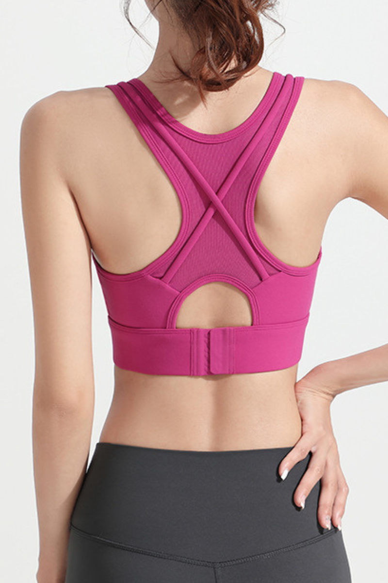 Women's Back Mesh Panel High Support Antibacterial Sport Bra