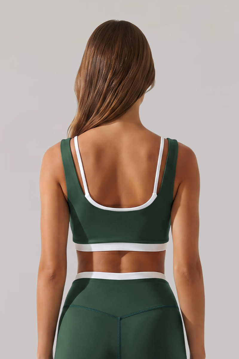Women's Color Block Wide Strap Sports Yoga Bra