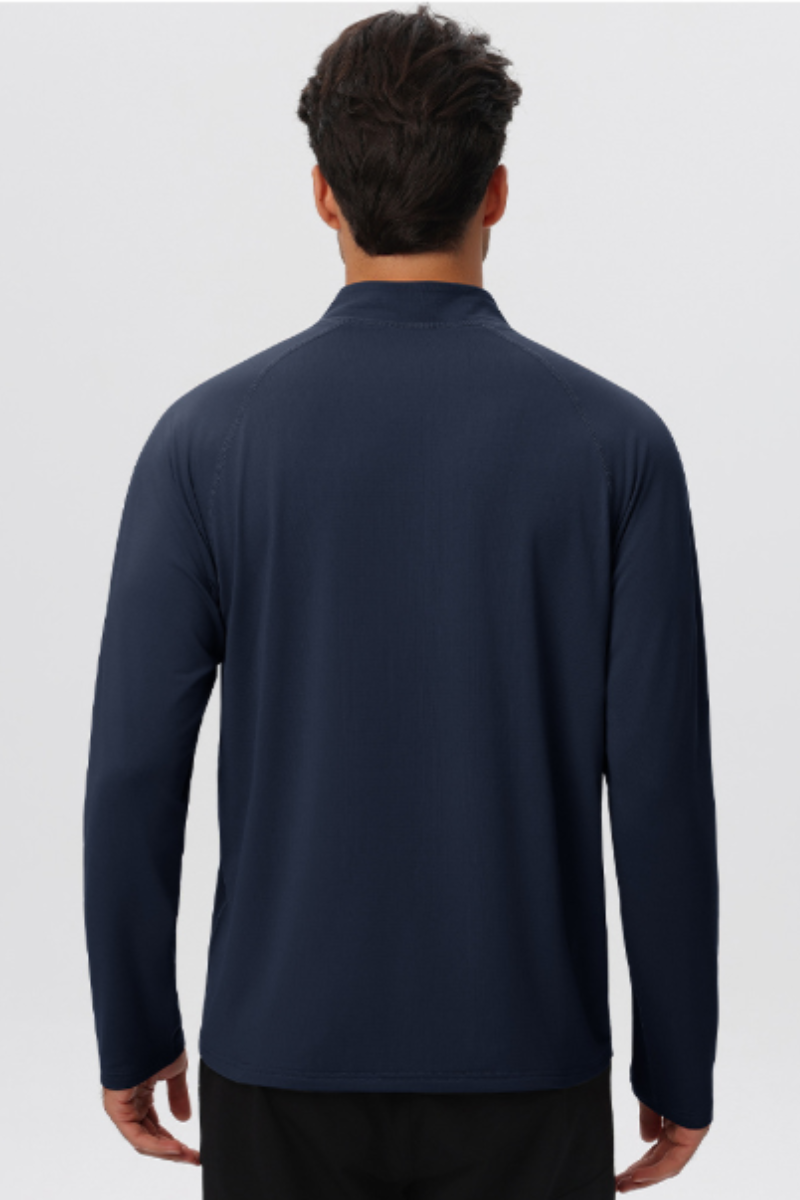 Men's Half Zip Raglan Quick Dry Athletic Long Sleeve T-Shirt