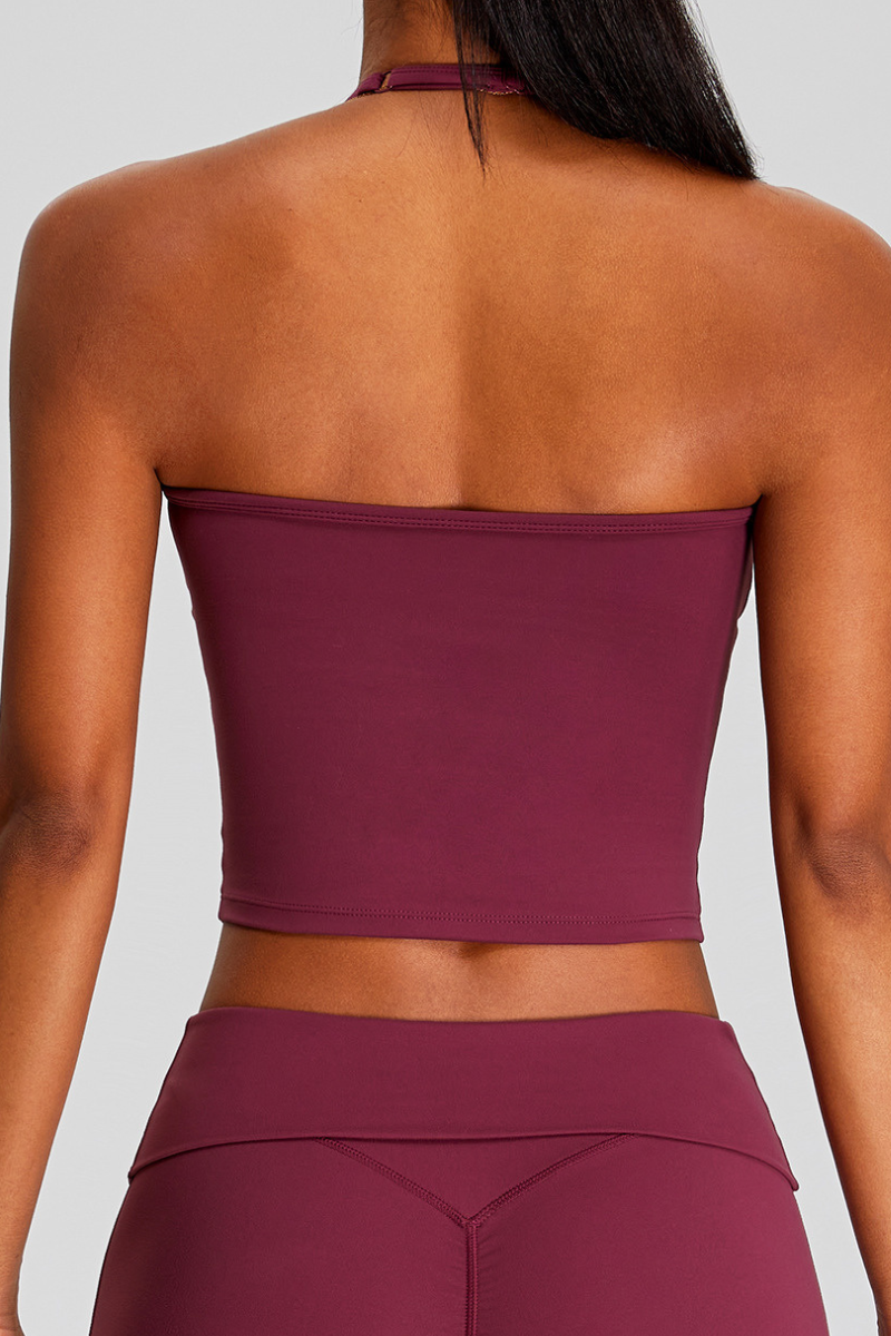 Women's Halter Deep V-Neck Cropped Yoga Sports Tank Top