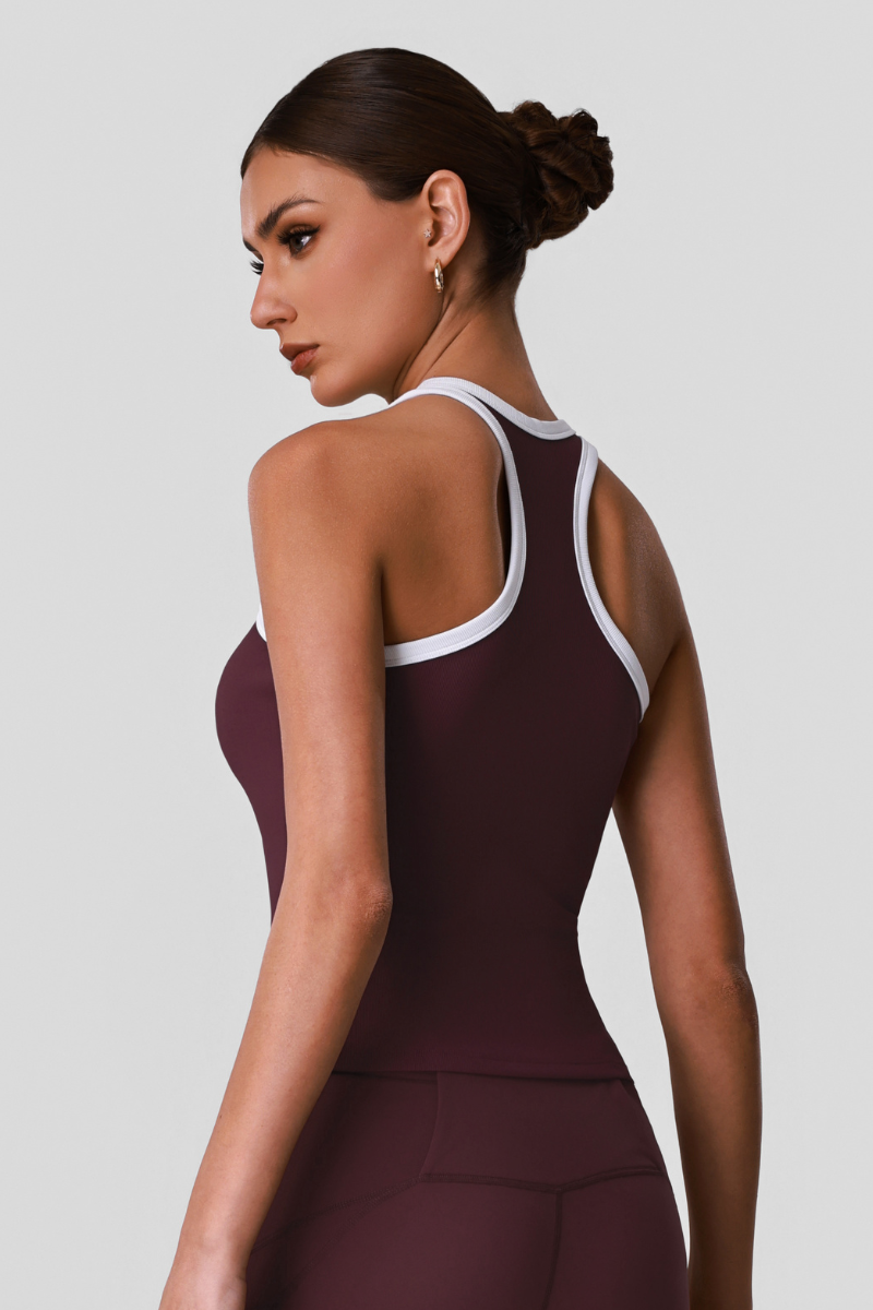 Women's Color-Block Binding Racerback Ribbed Sports Tank Top