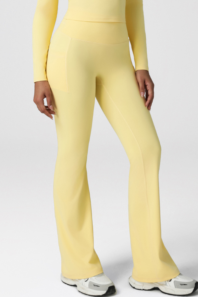 Women's Athletic High-Waist Side Pocket Yoga Flared Pants