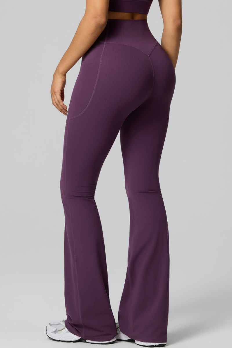 Women's High Waist Side Pocket Sculpting Flare Yoga Pants